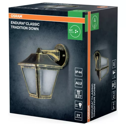 OSRAM HOMELIGHTING ENDURA Classic Tradition Down E27 Gold 4099854452352 LED-es kültéri fali lámpa