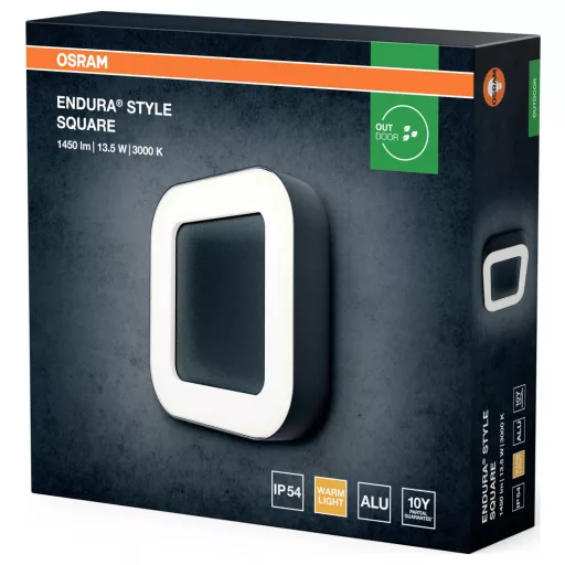 OSRAM HOMELIGHTING ENDURA Style Square 13.5W Dark Gray 4099854461958 LED-es kültéri fali lámpa