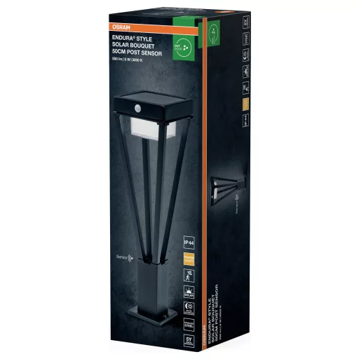 OSRAM HOMELIGHTING ENDURA Style Solar Bouquet 50cm Post Sensor 6W Black 4099854455650 LED-es kültéri fali lámpa