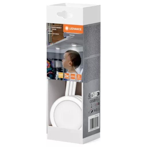 LEDVANCE Undercabinet Spot Puck 65mm 3 x 3W 830 White LED-es polc alá szerelhető lámpa 3.00 W Melegfehér Fehér