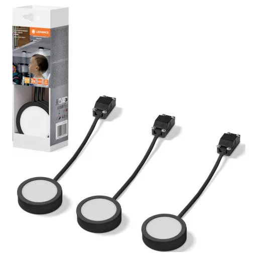LEDVANCE Undercabinet Spot Puck 65mm 3 x 3W 830 Black LED-es polc alá szerelhető lámpa 3.00 W Melegfehér Fekete