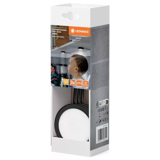 LEDVANCE Undercabinet Spot Puck 65mm 3 x 3W 830 Black LED-es polc alá szerelhető lámpa 3.00 W Melegfehér Fekete