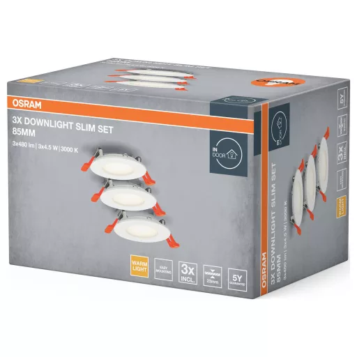 OSRAM HOMELIGHTING Downlight Slim Set 3 x 85mm 3000K 4099854445866 LED-es kültéri fali lámpa 4.50 W Fehér