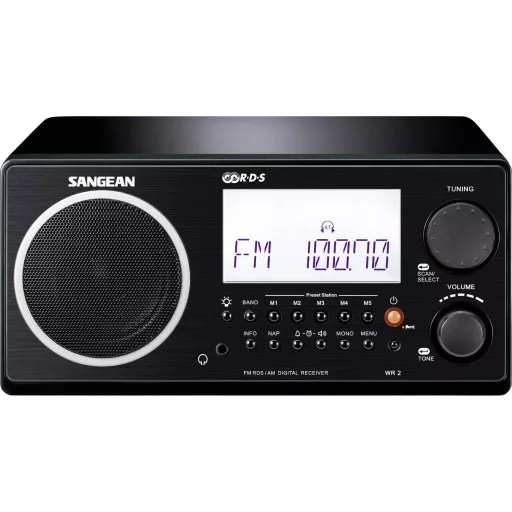 Sangean WR-2 Asztali rádió URH, AM Fekete