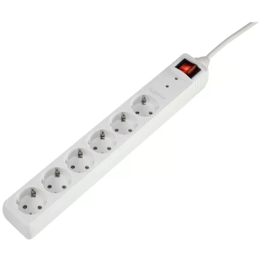 Sygonix 3xSY-5044446 Túlfeszültség ellen védő elosztó 6 részes Fehér Védőérintkezős 1 készlet