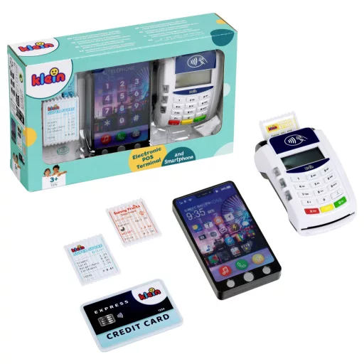 Theo Klein 7274 PoS terminál és gyermek mobiltelefon | Fénnyel, hanggal és érintésmentes fizetési funkcióval | Játék 3 éves kortól gyermekek számára