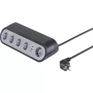   Sygonix SY-6901966 Asztali dugalj 5 részes Fekete, Szürke Védőérintkezős 1 db