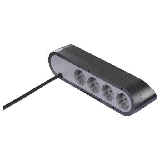 Sygonix SY-6901966 Asztali dugalj 5 részes Fekete, Szürke Védőérintkezős 1 db