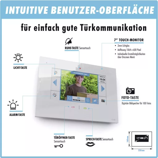 m-e modern-electronics VD ALU 6109 S/W Videó kaputelefon Komplett készlet Fehér (fényes), Ezüst