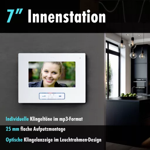 m-e modern-electronics VD ALU 6730 S Videó kaputelefon Fehér-ezüst