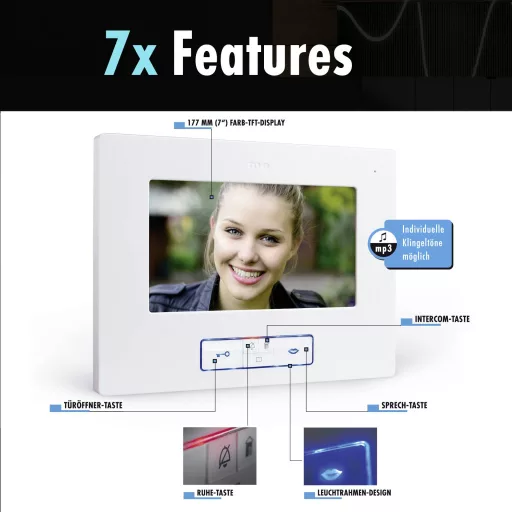 m-e modern-electronics VDV 20116 A Videó kaputelefon Fehér, Fekete