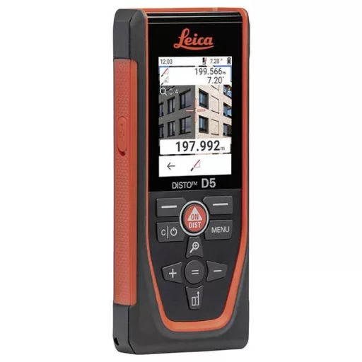 Leica Disto D5 Lézeres távolságmérő Bluetooth-os, Dokumentiációs alkalmazás, Lítiumion akku 200 m