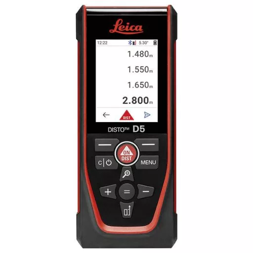 Leica Disto D5 Lézeres távolságmérő Bluetooth-os, Dokumentiációs alkalmazás, Lítiumion akku 200 m