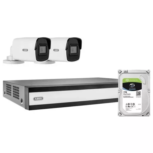 ABUS ABUS Komplett-Set mit 2 PoE Mini Tube-Kameras + Rekorder TVVR36423T LAN IP-Megfigyelő kamera készlet1920 x 1080 pixel