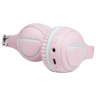   LogiLink BT0073P On Ear headset Bluetooth®, Vezetékes Rózsa, Világoskék Összehajtható, Hangerő korlátozás