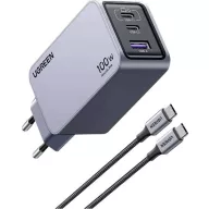   UGREEN Nexode Pro Töltőadapter 100 W USB-C® alj, USB-C® alj, USB-A alj Fekete, Szürke Beltér