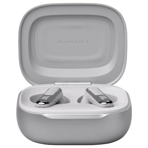 JBL Live Flex 3 In Ear fejhallgató Vezeték nélküli, Bluetooth® Stereo Ezüst Noise Cancelling, mikrofon zajelnyomás Töltőtok, Elemtöltés kijelzés, Hangerő