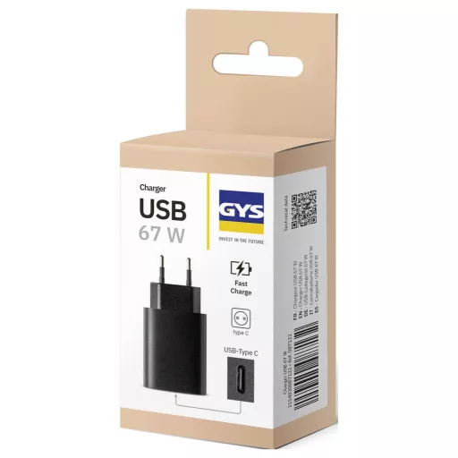 GYS USB-LADEGERÄT 67W USB-s töltőkészülék 67 W USB-C® Fast Charge Fekete Beltér