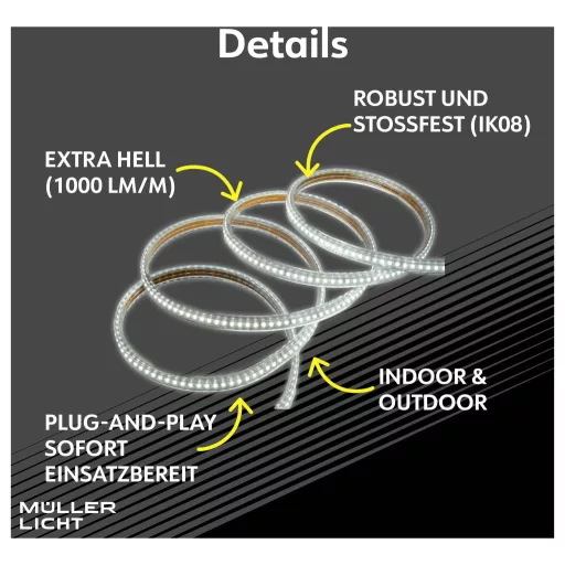 Müller-Licht LED Power Stripe 25 m, 290W, 1000lm/m, IP65 2700K 21600075 LED csík Dugóval 25 m Melegfehér 1 db