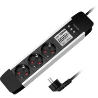   LogiLink LPS285 Energiatakarékos dugalj Fekete, Ezüst Védőérintkezős 1 db