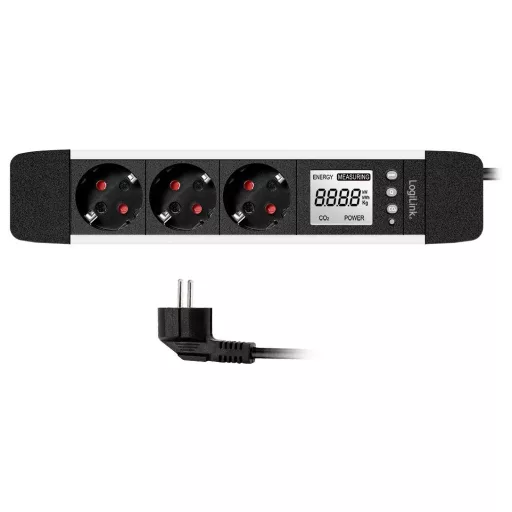 LogiLink LPS285 Energiatakarékos dugalj Fekete, Ezüst Védőérintkezős 1 db