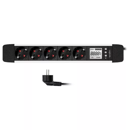 LogiLink LPS286 Energiatakarékos dugalj Fekete, Ezüst Védőérintkezős 1 db