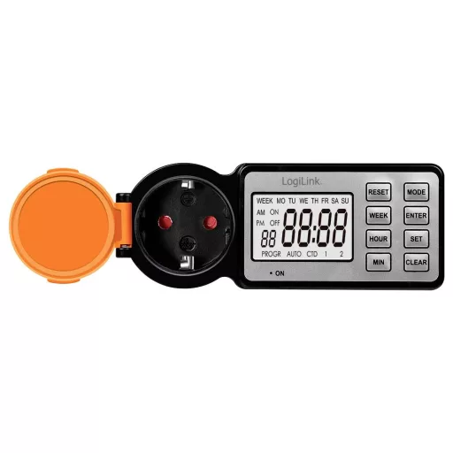 LogiLink ET0016 Időkapcsoló óra Digitális IP44 Visszaszámláló funkció, BE/KI program, Időzítő funkció
