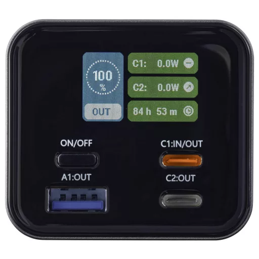 VOLTCRAFT VC-C904 Powerbank 20000 mAh Power Delivery 3.0 Lítiumion Szürke (matt) állapotjelző