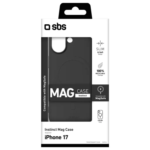 sbs mobile Instinct Cover Apple iPhone 17 Fekete MagSafe kompatibilis TEINSTMAGIP1763K
