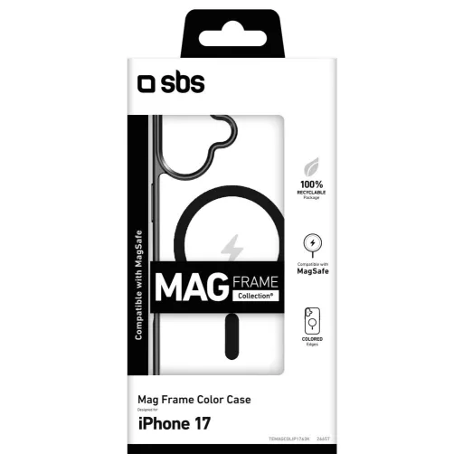 sbs mobile Cover Apple iPhone 17 Átlátszó, Fekete MagSafe kompatibilis TEMAGCOLIP1763K