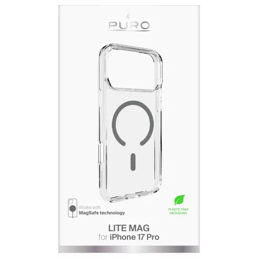 Puro Cover Apple iPhone 17 Pro Átlátszó, Szürke MagSafe kompatibilis PUIPC17P63LITEMDKGR