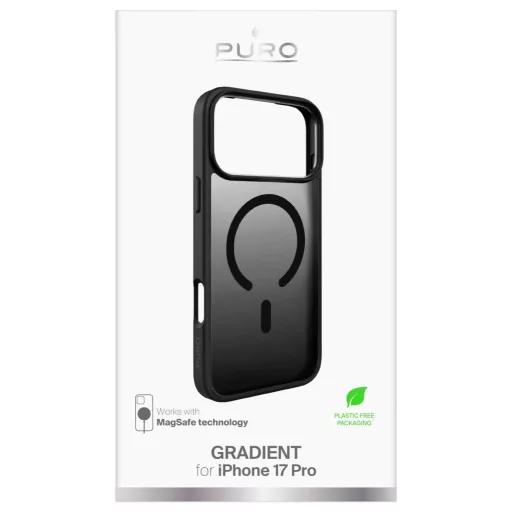Puro GRADIENT Cover Apple iPhone 17 Pro Fekete (átlátszó) MagSafe kompatibilis PUIPC17P63GRADBLK