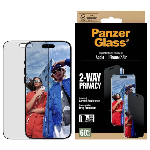 PanzerGlass PANZERGLASS - 2-Way Privacy Screen Protector iPhone 17 Air Ultra-Wide Fit Kijelzővédő üveg belátás védelemmel Apple Apple iPhone Air 1 db Oldalsó