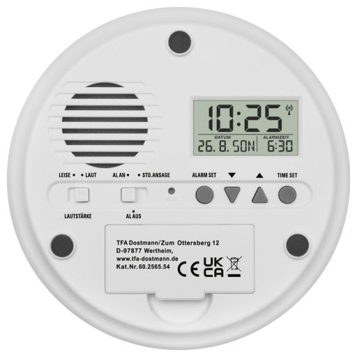 TFA Dostmann 60.2565.54 Rádiójel vezérlésű Ébresztőóra Ezüst Riasztási idők 1
