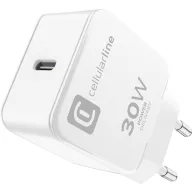  Cellularline USB-s töltőkészülék 30 W USB-C® Power Delivery Fehér Aljzat dugó Gyorstöltő, USB Power Delivery (USB-PD)