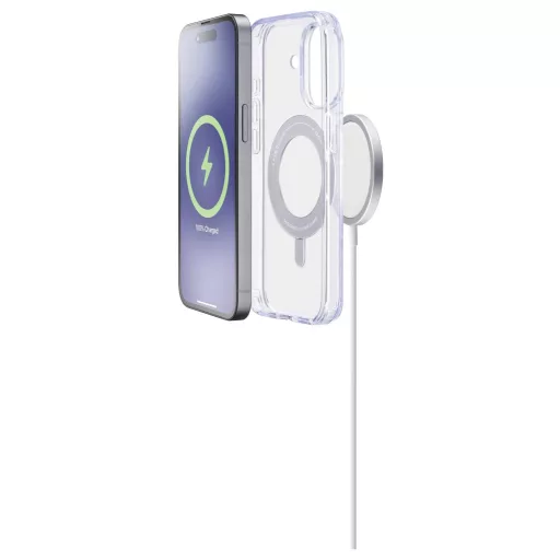 Cellularline Hátlap Apple iPhone 16 Átlátszó Induktív töltés, MagSafe kompatibilis MAGADAPTERW