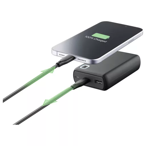 Cellularline CELLULARLINE - Power Bank ESSENCE Turbo 10000 Black - Batterie Powerbank 10000 mAh Lítiumion Mikro USB, USB-A, USB-C® Fekete
