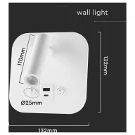   V-TAC VT-80068-W 240026 Éjjeliszekrény lámpa LED LED 8 W Melegfehér EEK: F (A - G) Natúr fehér