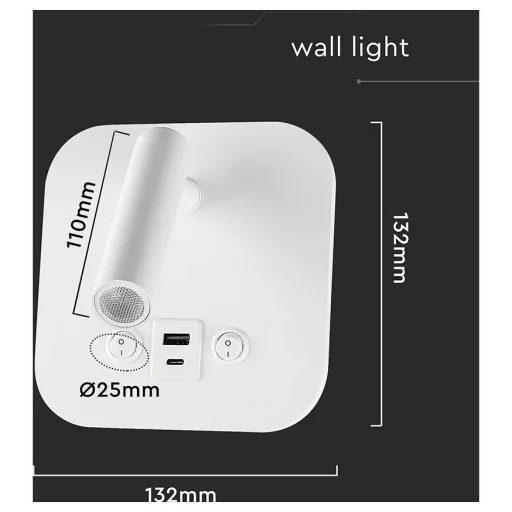 V-TAC VT-80068-W 240026 Éjjeliszekrény lámpa LED LED 8 W Melegfehér EEK: F (A - G) Natúr fehér