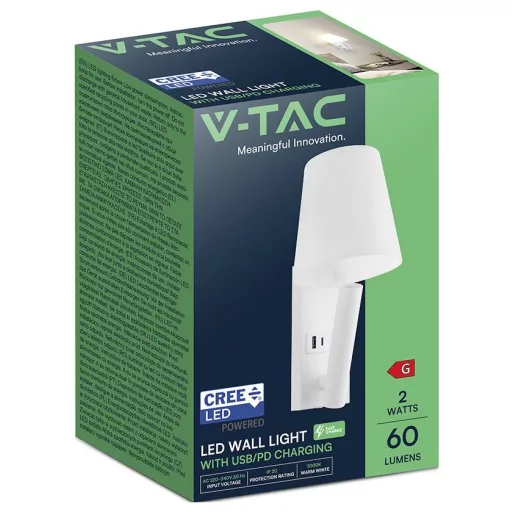 V-TAC 240006 Éjjeliszekrény lámpa 2 W Melegfehér EEK: G (A - G)