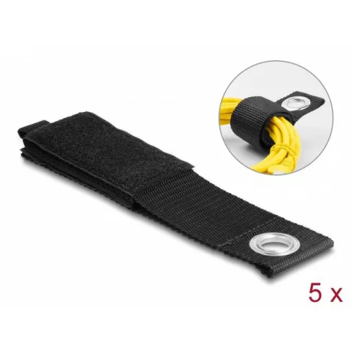 Delock Tépőzáras heveder (H x Sz) 435 mm x 50 mm Fekete 5 db