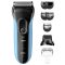 Braun Braun Rasierer Series 3 3010BT Black/Blu Borotva Lemosható Kék, Fekete