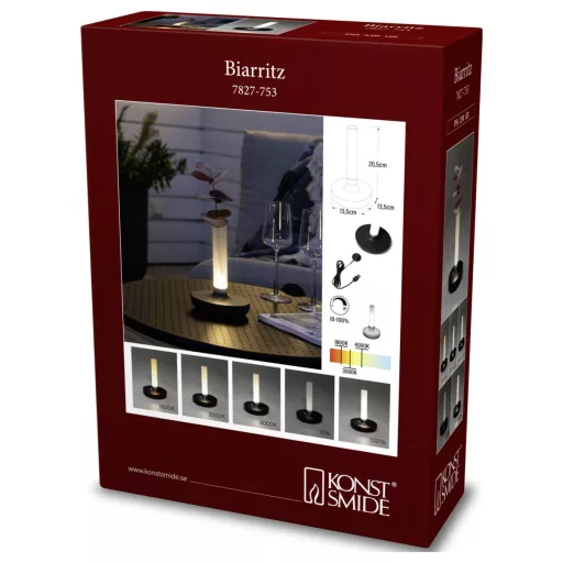 Konstsmide 7827-753 Biarritz LED-es akkus asztali lámpa Fekete