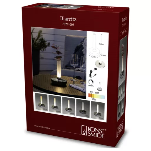 Konstsmide 7827-003 Biarritz LED-es akkus asztali lámpa Ezüst