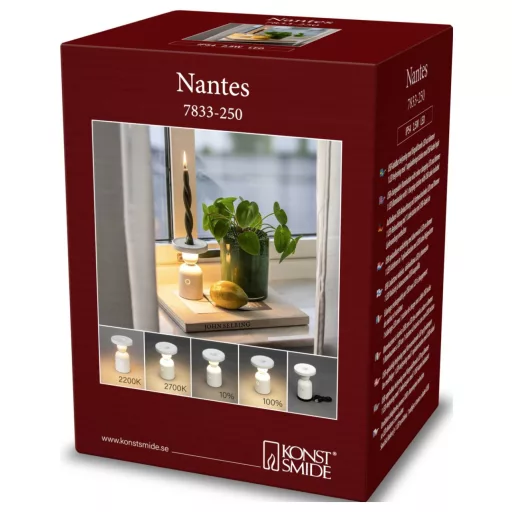 Konstsmide 7833-250 Nantes LED-es akkus asztali lámpa Fehér