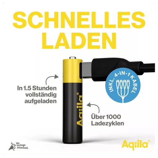 Aqiila AAA USB-C® akku Lítiumion 600 mAh 1.5 V 4 db