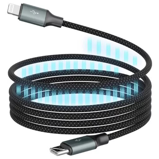 Ansmann USB kábel Apple Lightning dugó, USB-C® dugó 120 cm Fekete Textil köpeny 1700-0187