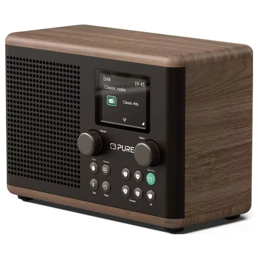 Pure Classic H4 Coffee Black/Walnut EU/UK Asztali rádió DAB+, FM Bluetooth®, AUX Ébresztő funkció Fekete, Fa