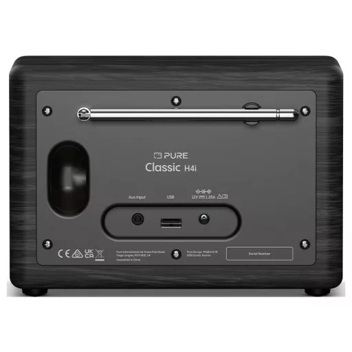 Pure Classic H4i Black-Black Ash EU/UK Táskarádió Internet, DAB+, FM DAB+, Bluetooth®, USB, MP3, Internetrádió Fekete, Kőrisfa