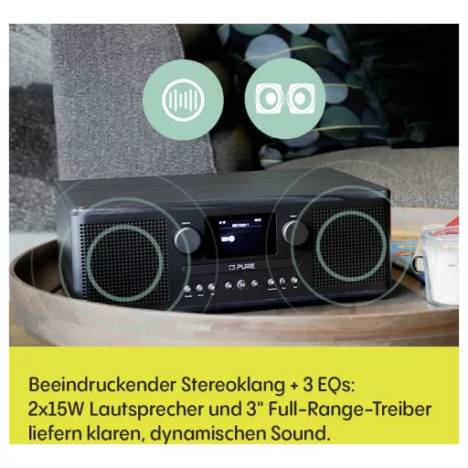 Pure Classic C-D6i Black-Black Ash EU/UK Internet táskarádió Internet, DAB+, FM AUX, DAB+, USB Fekete, Kőrisfa